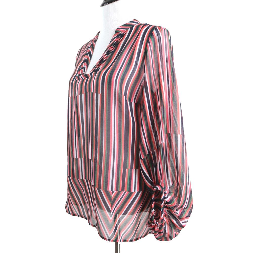 Cabi Size S Ultimate Blouse Striped 3/4 Balloon Sleeve Tunic Top 5519